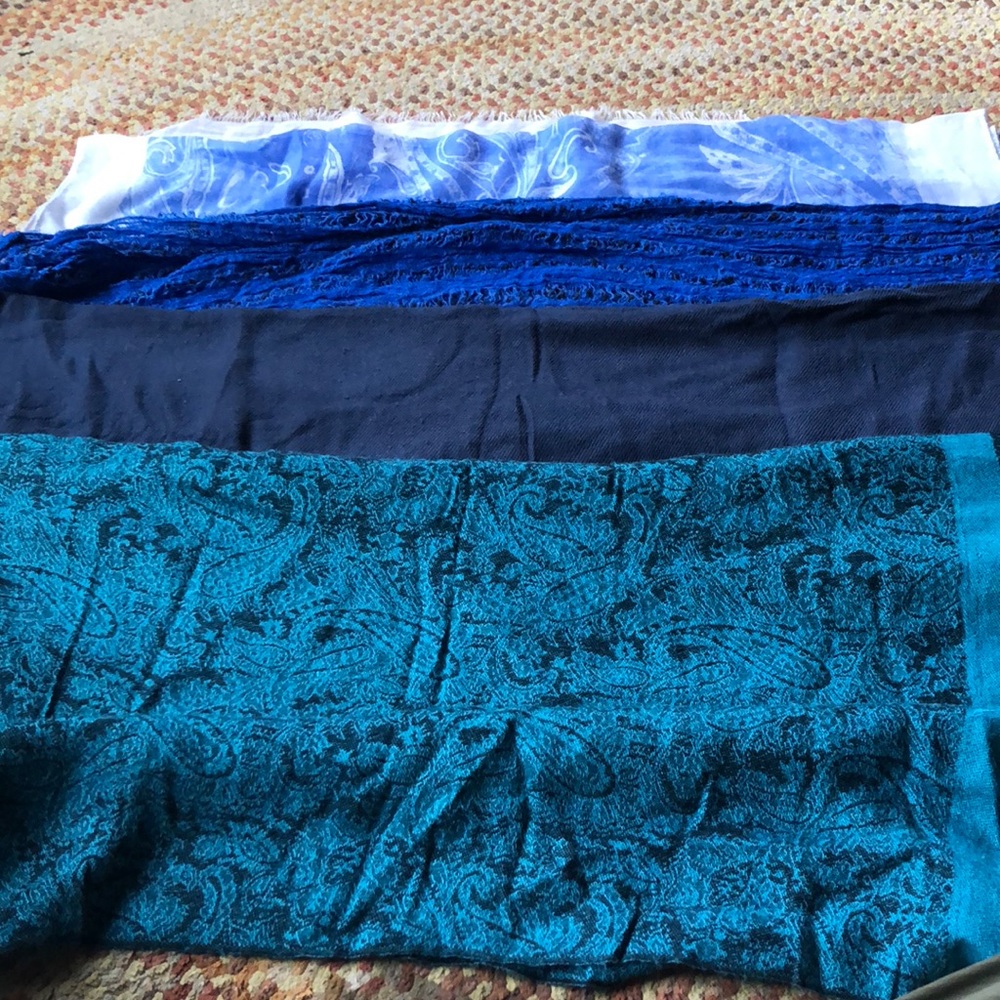 4 blue scarves - 4 for $25 deal!!!!